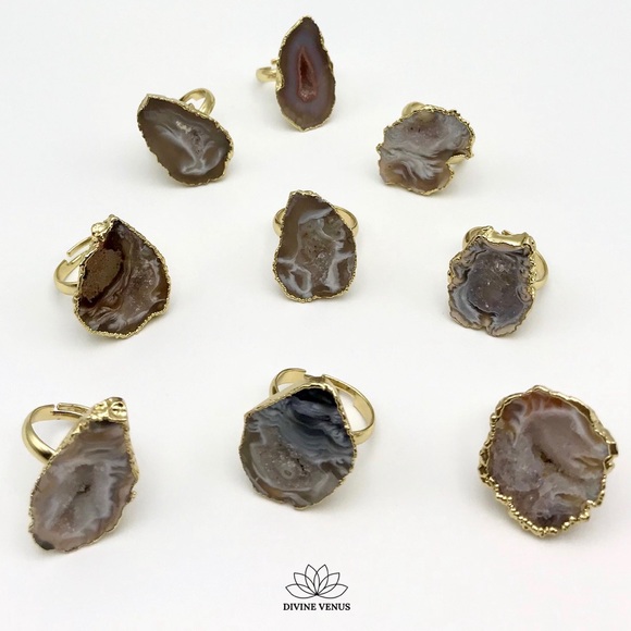 Natural Druzy Adjustable Ring - Picture 4 of 8